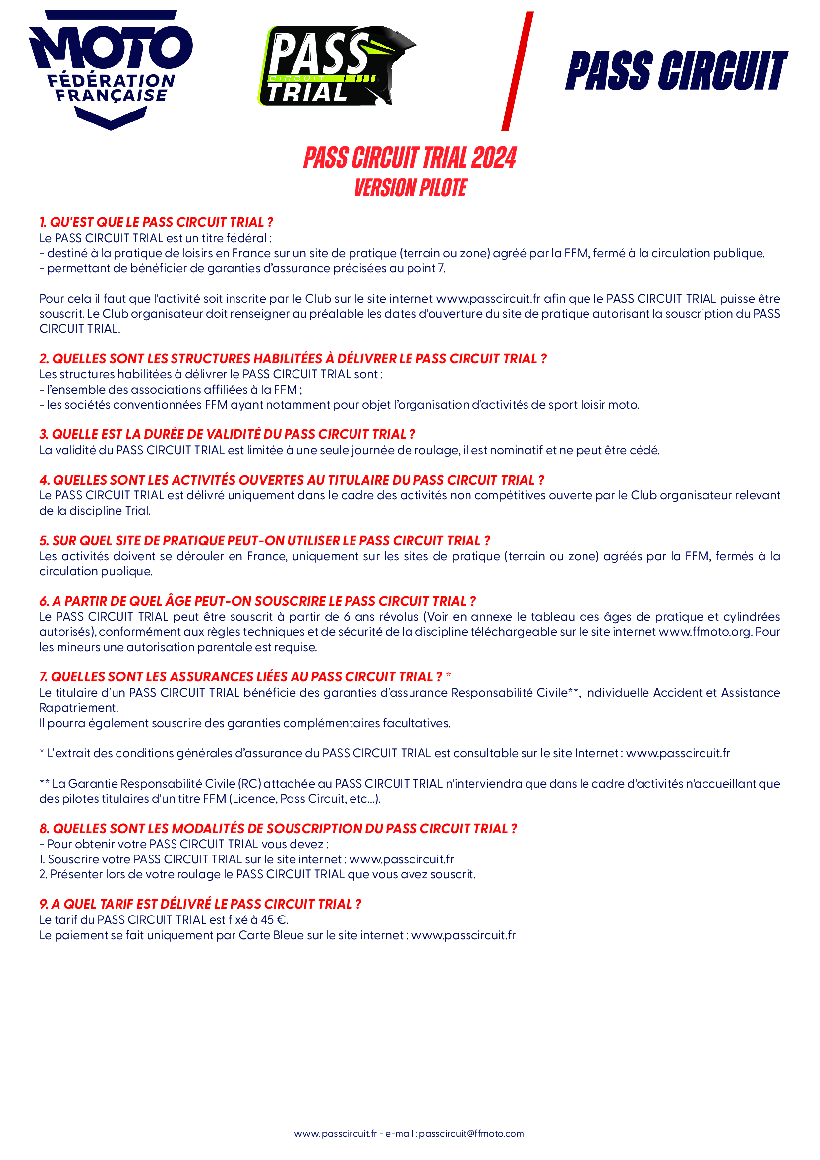 Pass Circuit Trial Pilote 2024 FFMoto